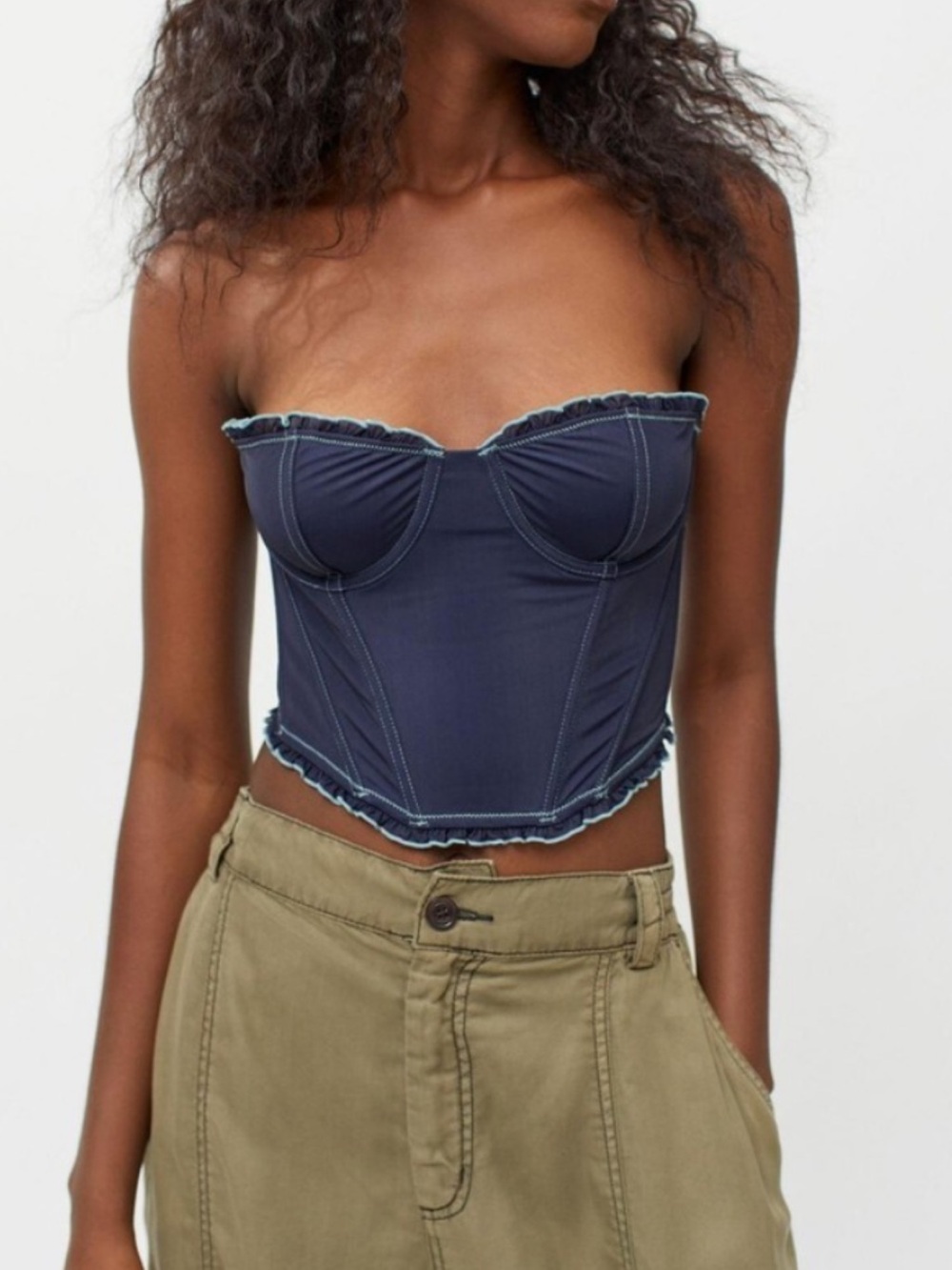 urban outfitters corset tank - jupiter in navy with sky blue details